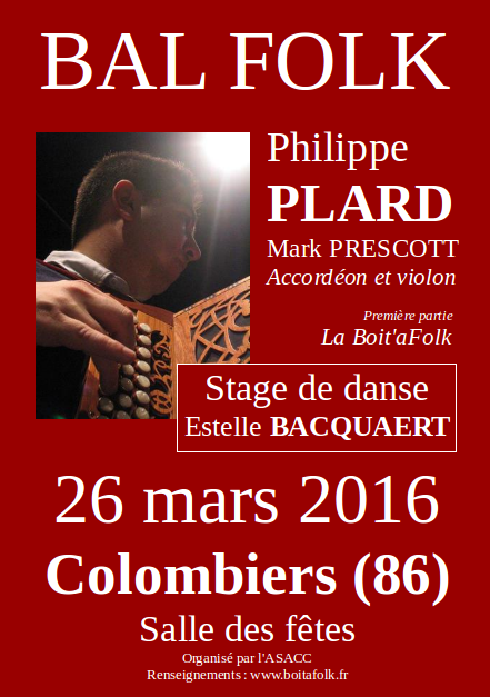 Bal du 26 mars 2016 à Colombiers avec Philippe Plard duo